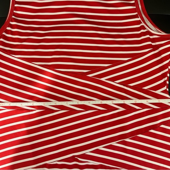 Red and White Sleeveless Midi Dress, L - Picture 5 of 7